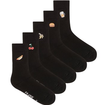 Frank Dandy Strømper 5P Embroidered Bamboo Socks Sort lyocell Str 36/40