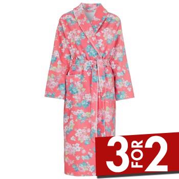 Damella Printed Terry Velour Robe Hindbærrød Small Dame