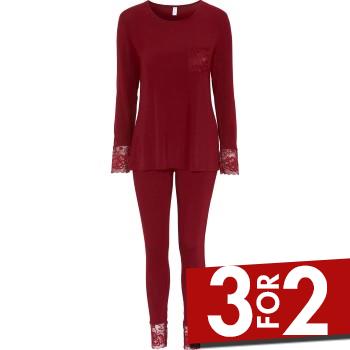 Damella Viscose Plain Pyjamas Set Vinrød  viskose Small Dame