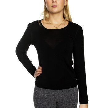 Damella Wool Long Sleeve Top Sort uld X-Small Dame