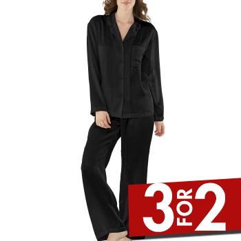 Se Damella Woven Silk Plain Pyjamas Set Sort silke Small Dame ved Timarco