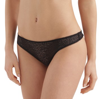 Se DKNY Trusser Modern Lace Trim Thong Sort nylon Medium Dame ved Timarco