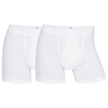 Dovre 2P Organic Cotton Boxer With Fly Hvid økologisk bomuld Large Herre