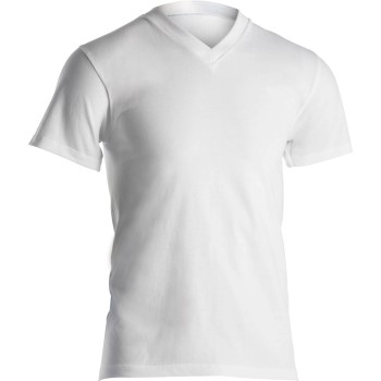 Dovre Single Jersey  V-neck T-Shirt Hvid bomuld Large Herre