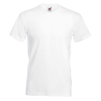 Se Fruit of the Loom Valueweight V-neck T Hvid bomuld X-Large Herre ved Timarco