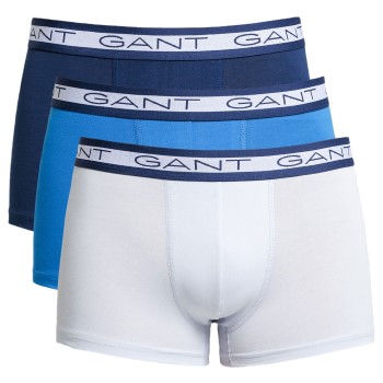 Gant 3P Basic Cotton Trunks Blå/Hvid bomuld Small Herre