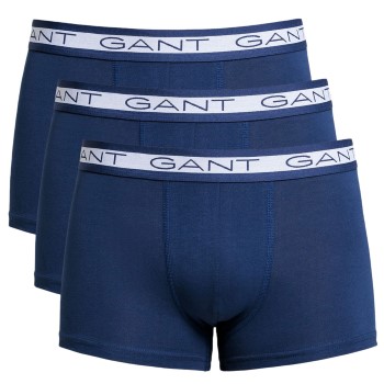 Gant 3P Basic Cotton Trunks Marineblå bomuld Large Herre