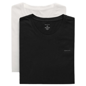 Gant 2P Basic Crew Neck T-Shirt Sort/Hvid bomuld Medium Herre