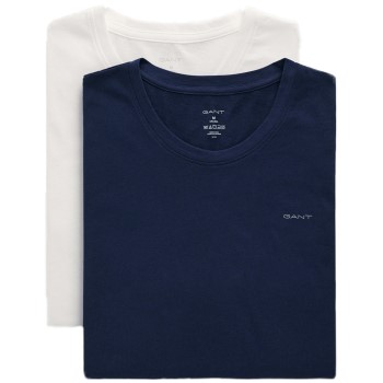 Se Gant 2P Basic Crew Neck T-Shirt Hvid/Marine bomuld Medium Herre ved Timarco