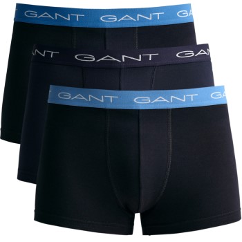 Gant 3P Cotton Trunks Sort/Blå bomuld Medium Herre