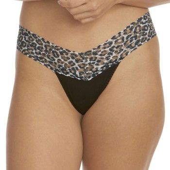 Hanky Panky Trusser Classic Cotton Low Rise Thong Sort mønstret bomuld One Size Dame