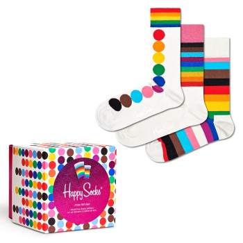 Happy socks Strømper 3P Pride Print Gift Box Hvid bomuld Str 36/40