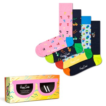 Happy socks Strømper 4P Tropical Day Socks Gift Box Rosa/Blå bomuld Str 36/40