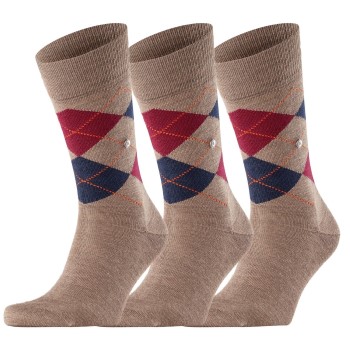 Burlington Strømper 3P Edinburgh Wool Sock Lysbrun  Str 40/46 Herre