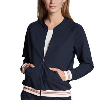 Se Calida Favourites Lounge Zip-up Jacket Marineblå bomuld Small Dame ved Timarco