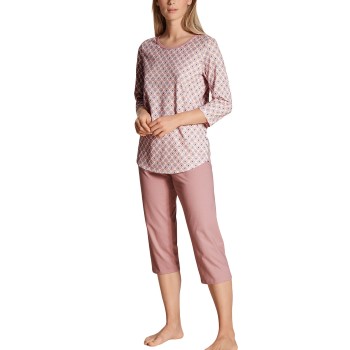 Calida Lovely Nights Crop Pyjama Rosa Mønster  bomuld Large Dame