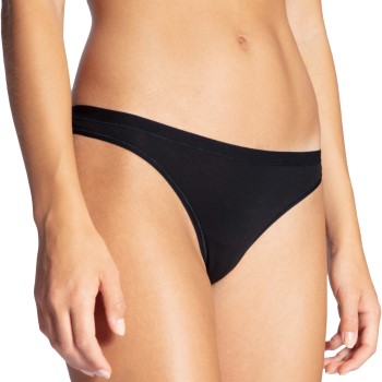 Calida Trusser Natural Comfort Thong Sort bomuld Small Dame