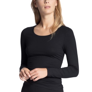 Calida Natural Comfort Top Long Sleeve Sort bomuld X-Small Dame