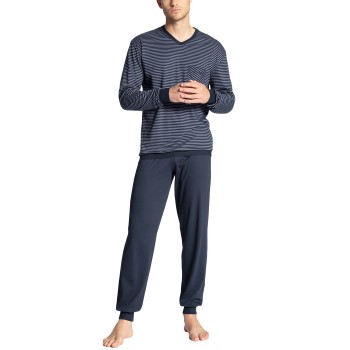 Calida Relax Streamline Pyjama With Cuff Blå bomuld Large Herre