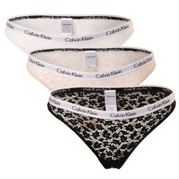 Calvin Klein Trusser 3P Carousel Lace Core Brazilian Sort/Rosa polyamid Small Dame