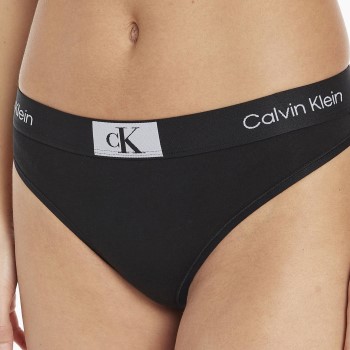 Calvin Klein Trusser CK96 Cotton Thong Sort bomuld Large Dame