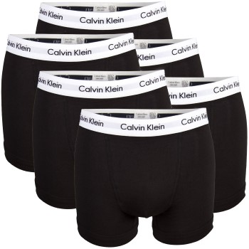 Calvin Klein 6P Cotton Stretch Trunks Sort/Hvid bomuld Small Herre