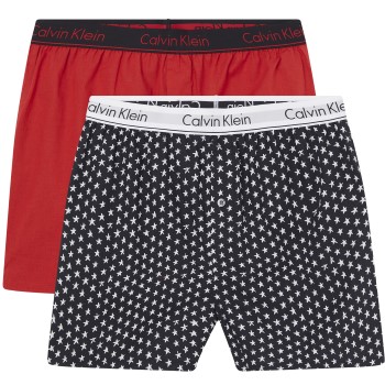 Calvin Klein 2P Holiday Woven Boxers Rød/Sort polyamid Small Herre