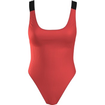 Calvin Klein Intense Power Rib Scoop Swimsuit Koral polyamid Small Dame