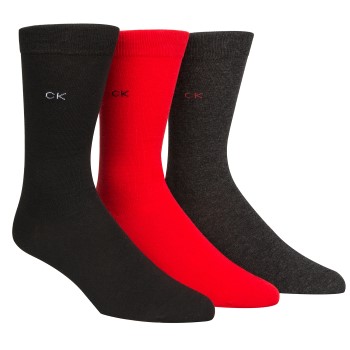 Calvin Klein Legwear Calvin Klein Strømper 3P Maddox Flat Knit Socks Gift Box Sort/Rød Str 40/46 Herre