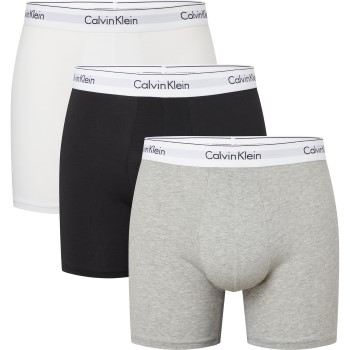 Calvin Klein 3P Modern Cotton Stretch Boxer Brief Grå/Sort bomuld Small Herre