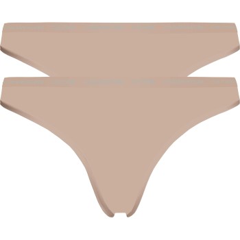 Calvin Klein Trusser 2P One Cotton Stretch Plus Thong Beige bomuld 3XL Dame