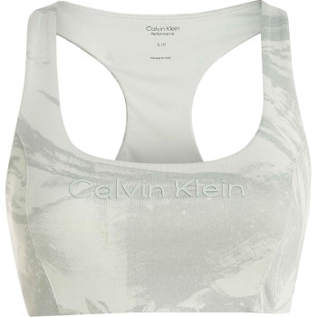 Calvin Klein Bh Sport Medium Support Printed Bra Lysegrøn Small Dame