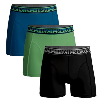 Muchachomalo 3P Cotton Stretch Solid Color Boxer Blå/Grøn bomuld Small Herre