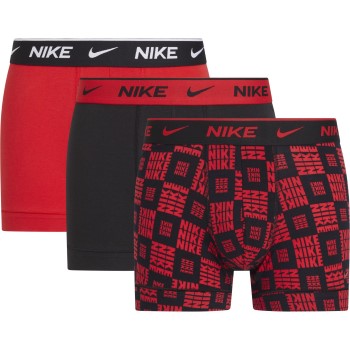 Nike 3P Everyday Cotton Stretch Trunks Rød/Sort bomuld X-Large Herre