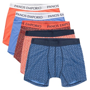 Panos Emporio 5P Bamboo Cotton Boxers Orange/Mørkbl  Medium Herre