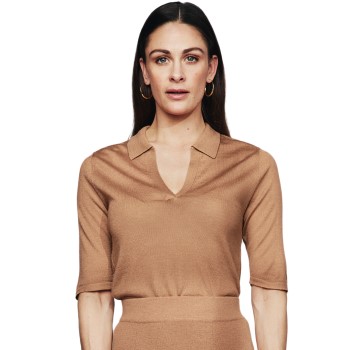 Pierre Robert X Jenny Skavlan Wool Pique Top Kamel X-Large Dame