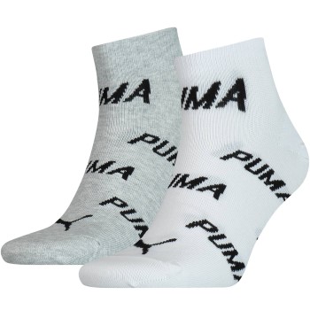 Puma Strømper 2P BWT Quarter Sock Hvid/Grå Str 39/42