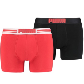 Puma 2P Everyday Placed Logo Boxer Sort/Rød bomuld Medium Herre