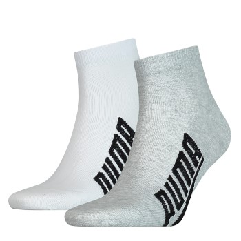 Puma Strømper 2P Lifestyle Quarter Sock Hvid/Grå Str 39/42