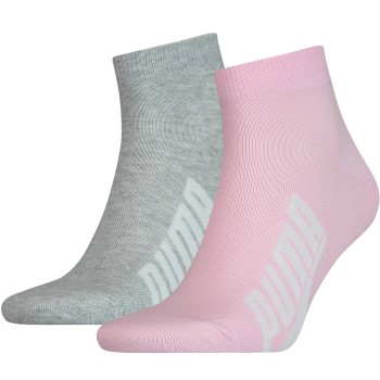 Puma Strømper 2P Lifestyle Quarter Sock Rosa/Grå Str 39/42