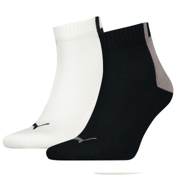 Puma Strømper 2P Men Logo Block Quarter Socks Sort/Hvid Str 43/46 Herre