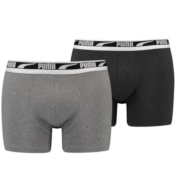 Puma 2P Men Multi Logo Boxer Grå/Mørkegrå bomuld Large Herre