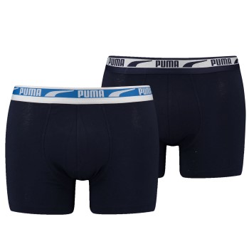 Puma 2P Men Multi Logo Boxer Sort/Blå bomuld Medium Herre