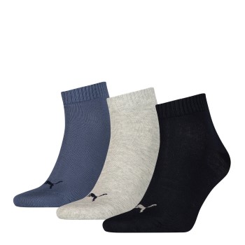 Puma Strømper 3P Quarter Socks Marineblå/Grå Str 35/38