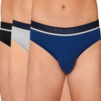 Schiesser 3P 95-5 Organic Cotton Rio Brief Blå/Grå bomuld Small Herre