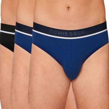 Schiesser 3P 95-5 Organic Cotton Rio Brief Sort/Blå bomuld Small Herre