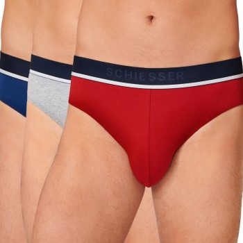 Schiesser 3P 95-5 Organic Cotton Rio Brief Rød/Grå bomuld Large Herre