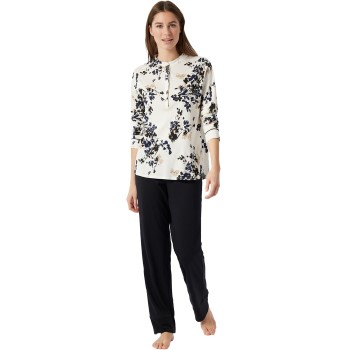 Schiesser Contemporary Nightwear Pyjama Interlock Sort/Hvid 38 Dame