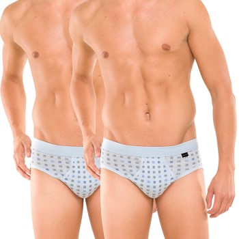 Schiesser 2P Essentials Sport Briefs With Fly Lyseblå bomuld Large Herre