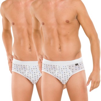 Schiesser 2P Essentials Sport Briefs With Fly Hvid bomuld Medium Herre